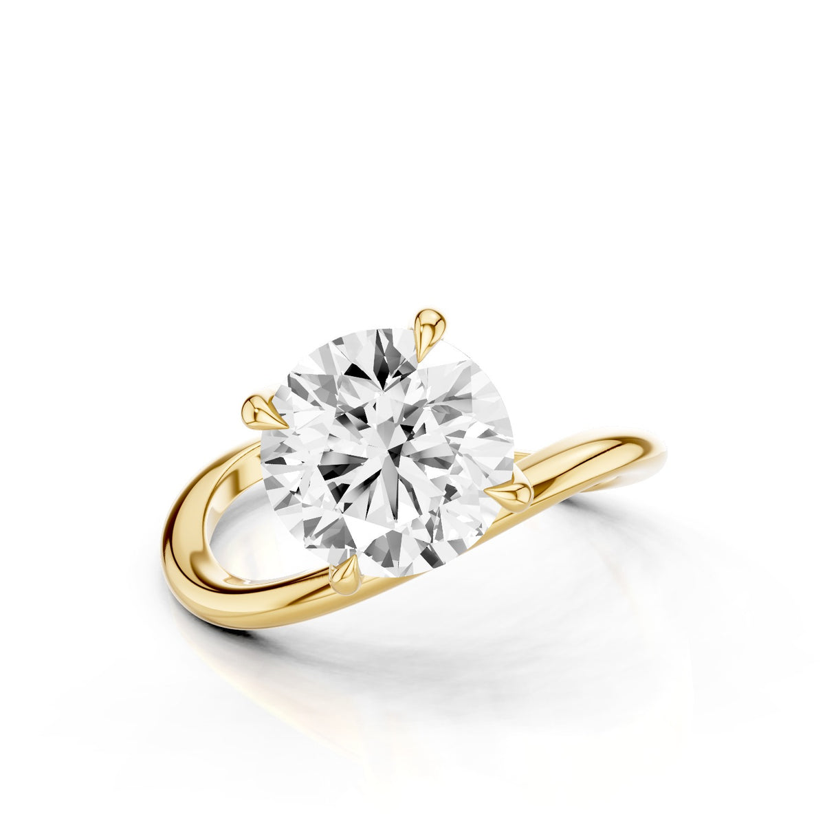 Ena – 2 Carat Round Curved Offset Bezel Solitaire