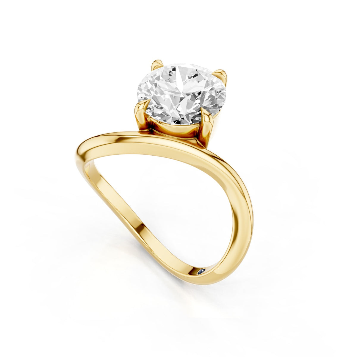 Ena – 2 Carat Round Curved Offset Bezel Solitaire