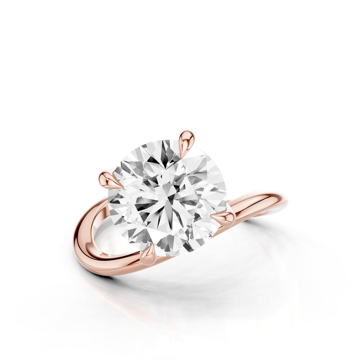 Ena – 3 Carat Round Curved Offset Bezel Solitaire