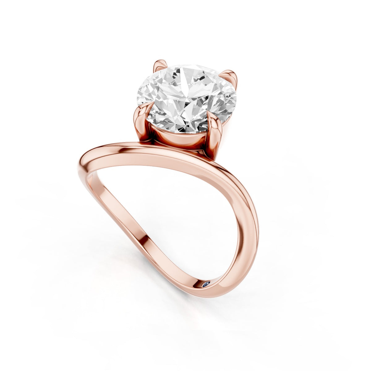 Ena – 3 Carat Round Curved Offset Bezel Solitaire
