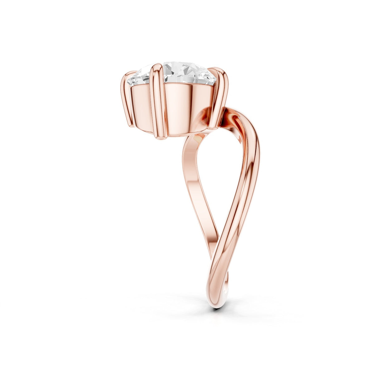 Ena – 3 Carat Round Curved Offset Bezel Solitaire