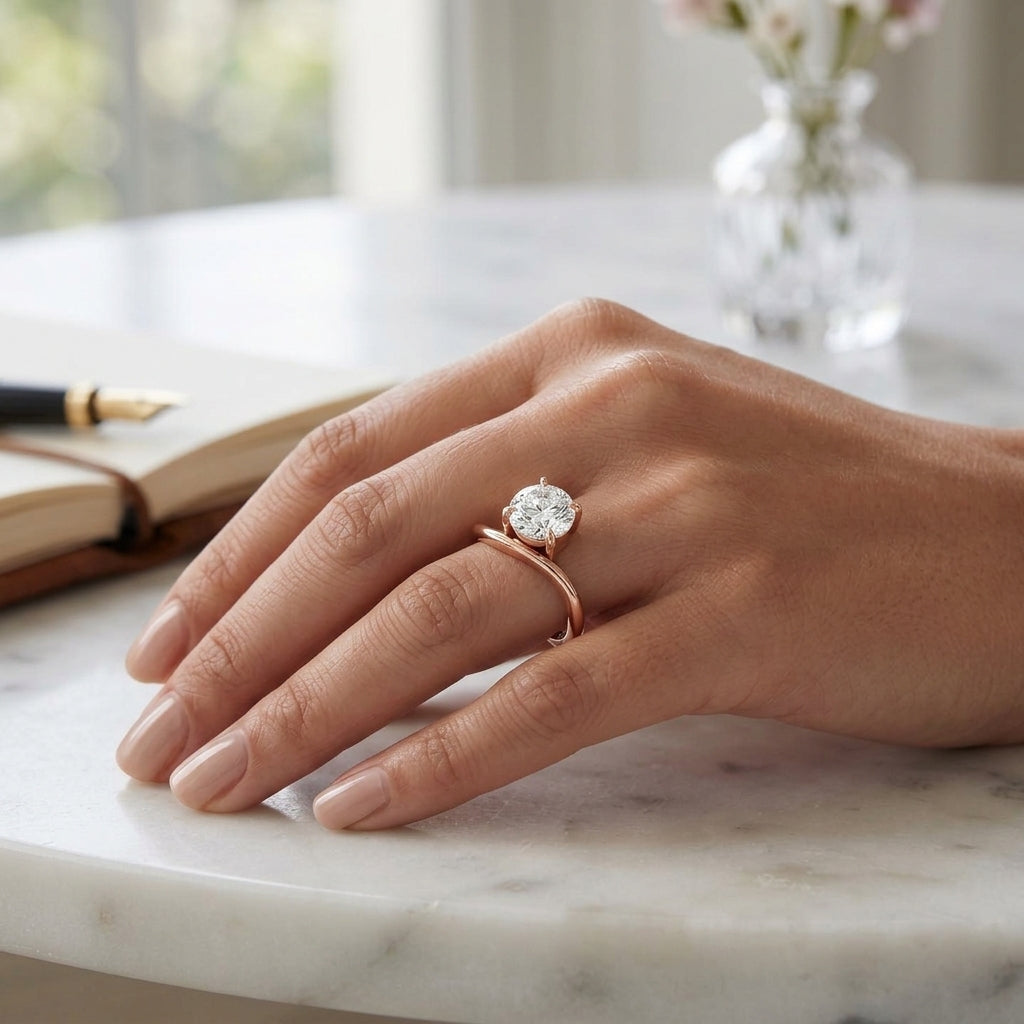 Ena – 3 Carat Round Curved Offset Bezel Solitaire