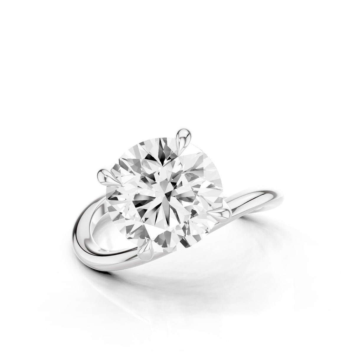 Ena – 3 Carat Round Curved Offset Bezel Solitaire