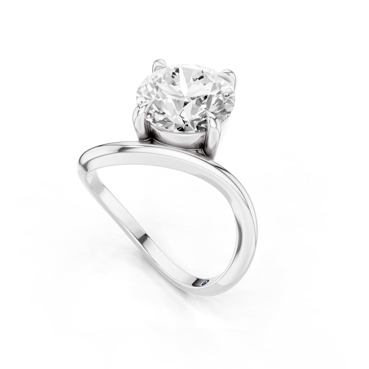 Ena – 3 Carat Round Curved Offset Bezel Solitaire