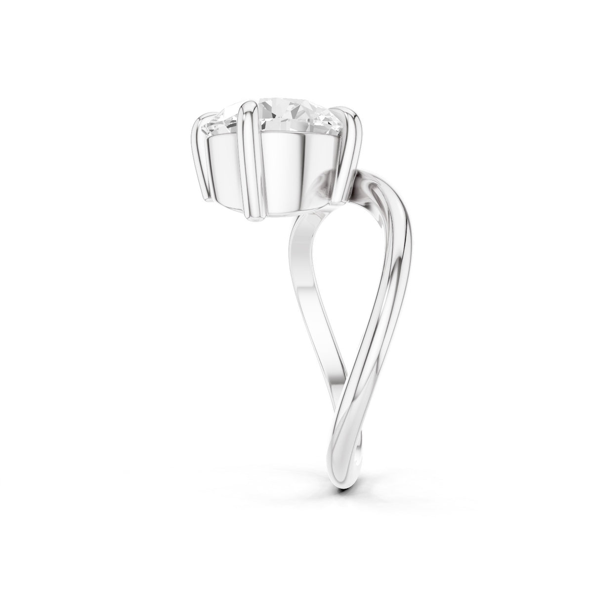 Ena – 3 Carat Round Curved Offset Bezel Solitaire