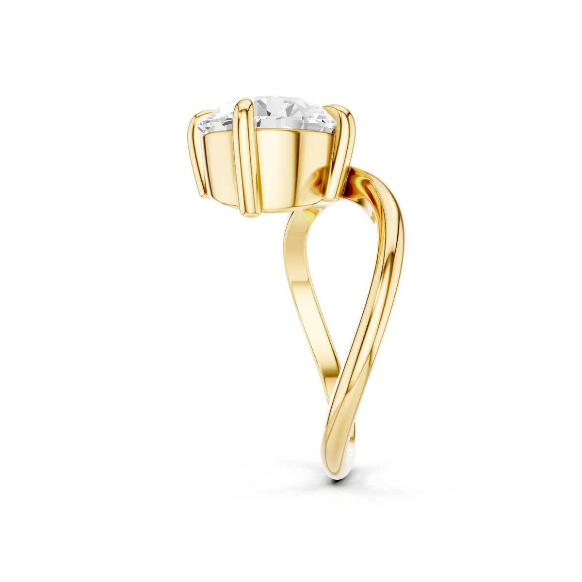 Ena – 3 Carat Round Curved Offset Bezel Solitaire