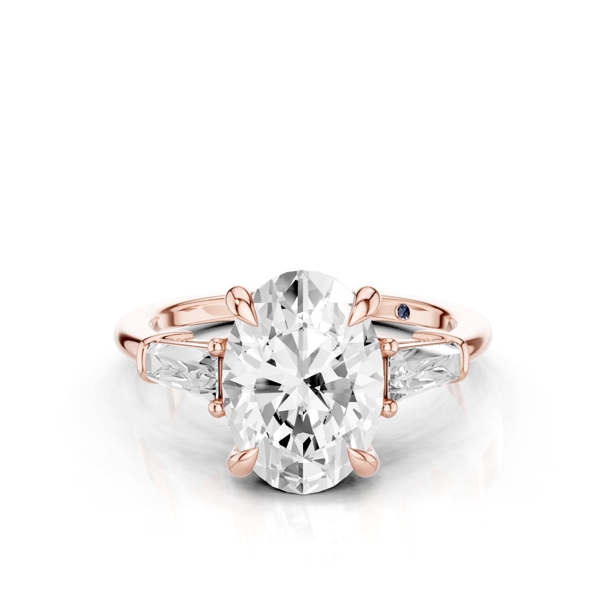 Vela – 2 Carat Oval Three Stone Tapered Baguette
