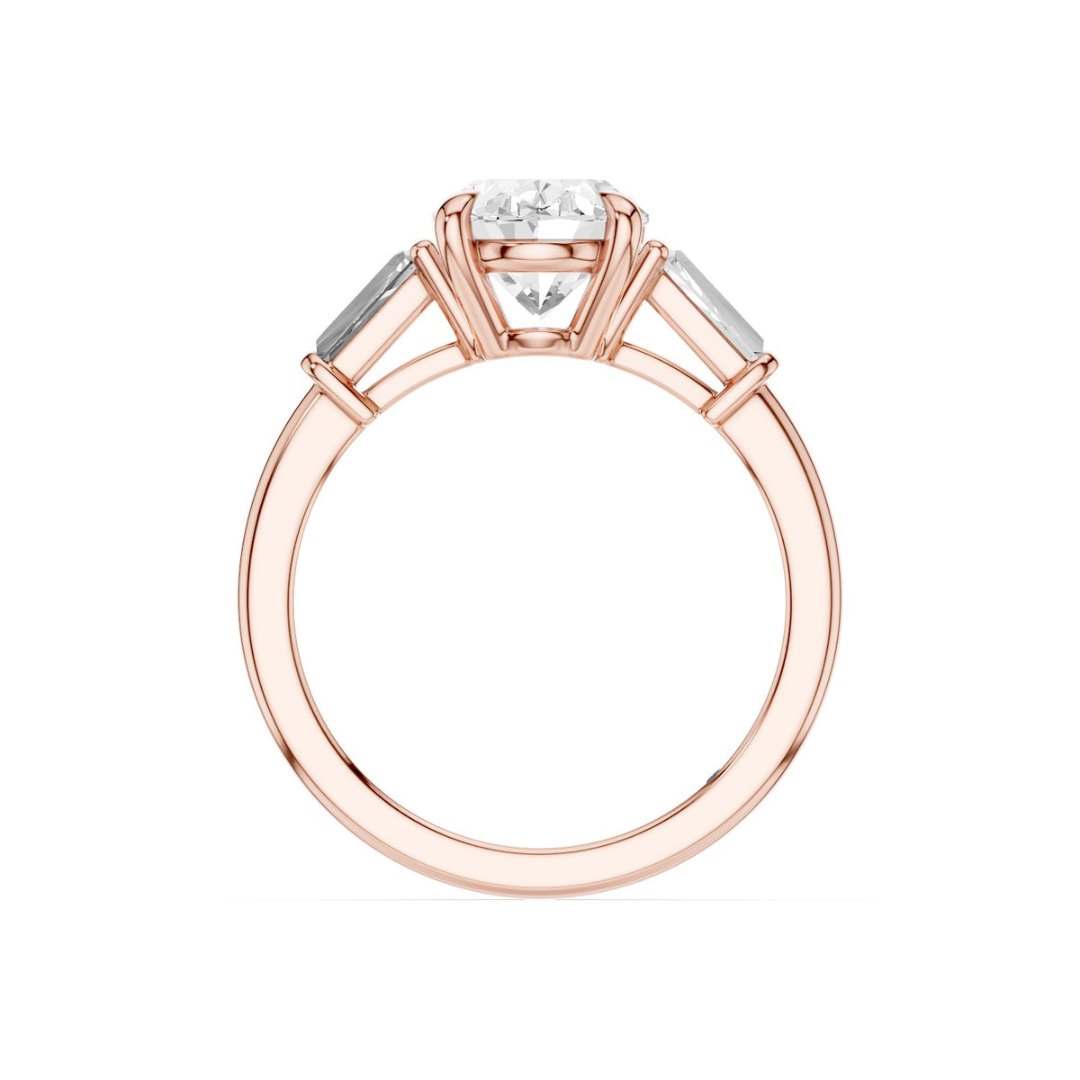 Vela – 2 Carat Oval Three Stone Tapered Baguette