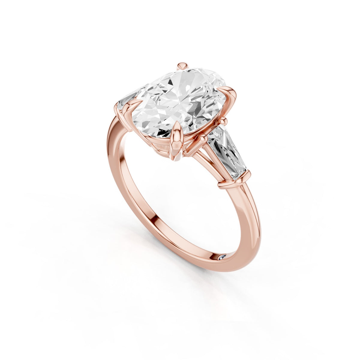 Vela – 2 Carat Oval Three Stone Tapered Baguette