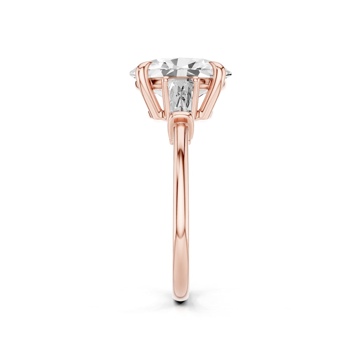 Vela – 2 Carat Oval Three Stone Tapered Baguette