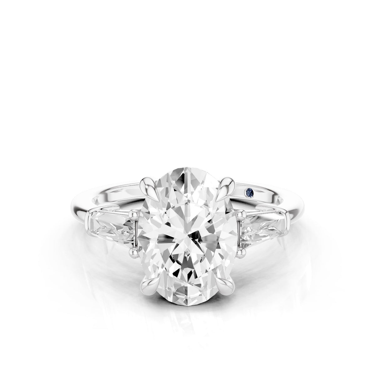 Vela – 2 Carat Oval Three Stone Tapered Baguette
