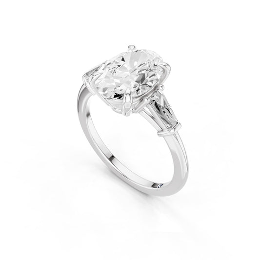Vela – 2 Carat Oval Three Stone Tapered Baguette