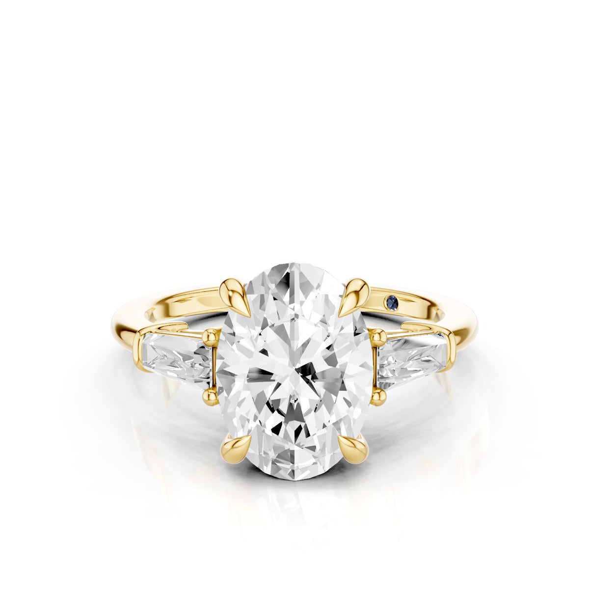 Vela – 2 Carat Oval Three Stone Tapered Baguette