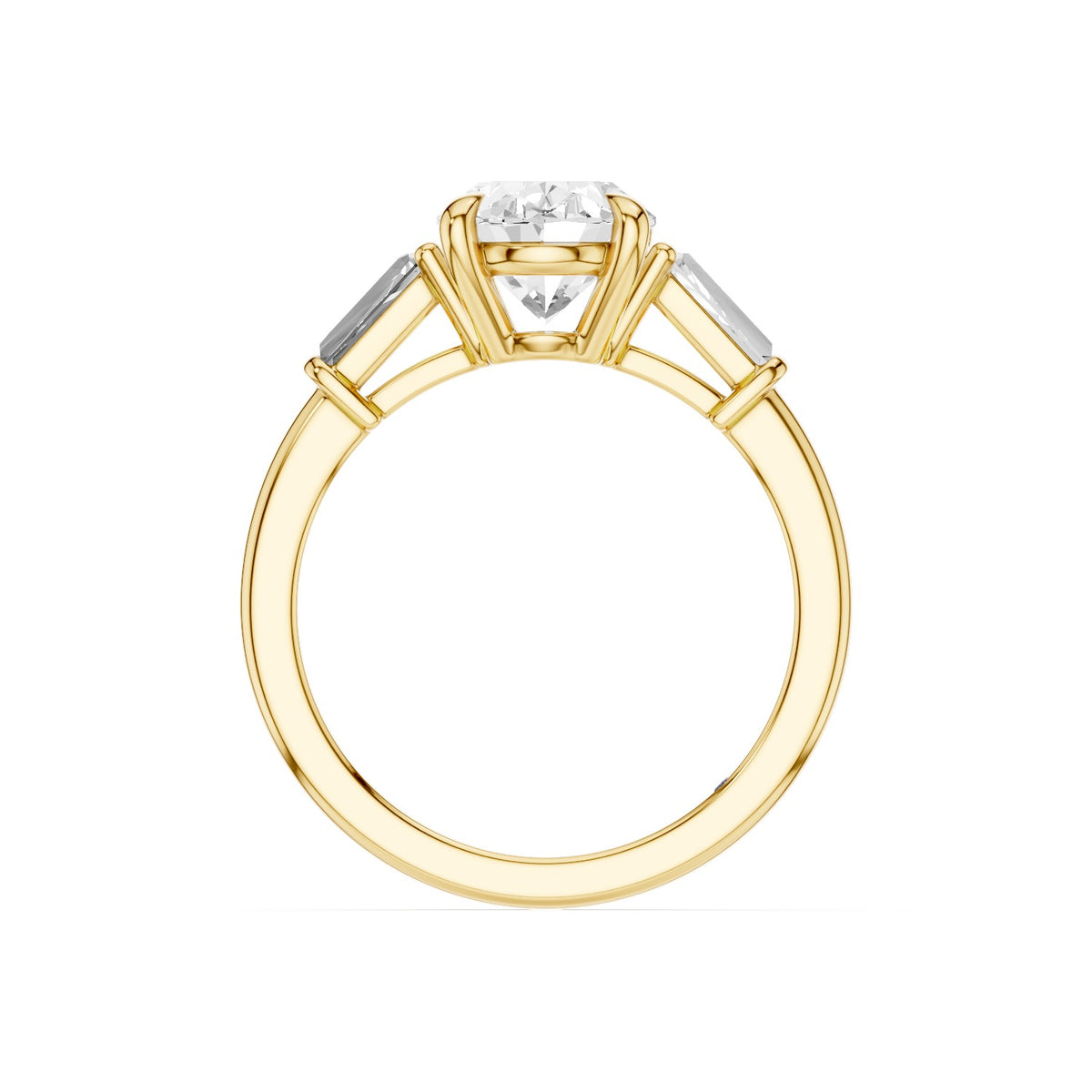 Vela – 2 Carat Oval Three Stone Tapered Baguette