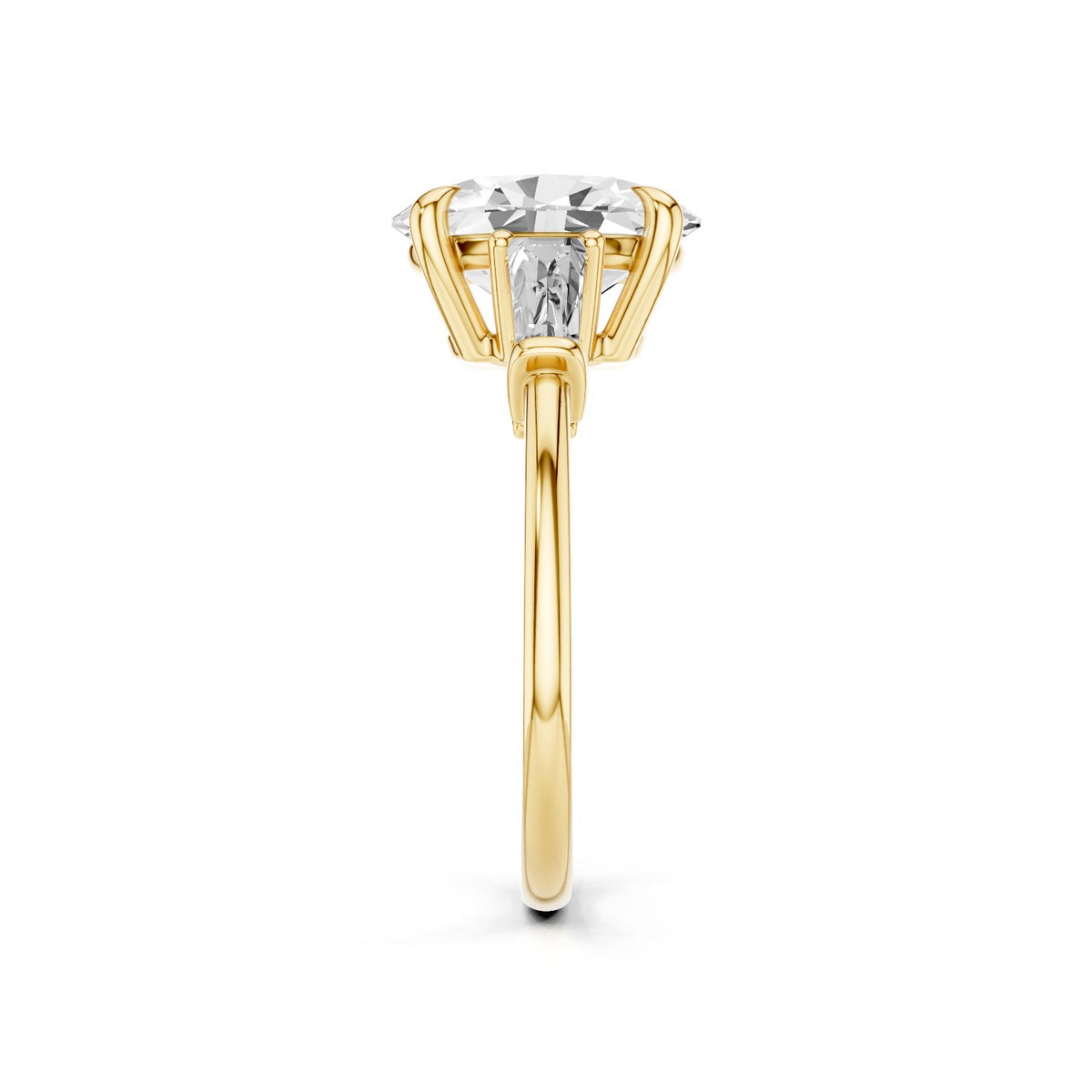 Vela – 2 Carat Oval Three Stone Tapered Baguette
