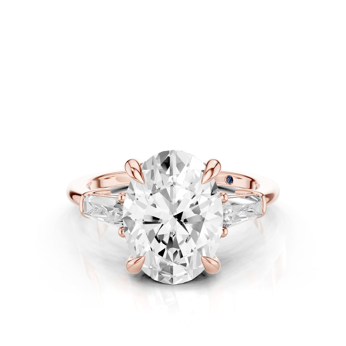 Vela – 3 Carat Oval Three Stone Tapered Baguette
