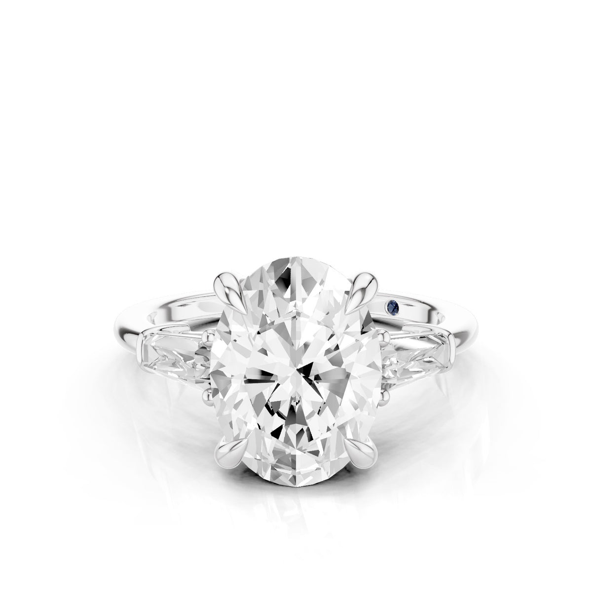 Vela – 3 Carat Oval Three Stone Tapered Baguette