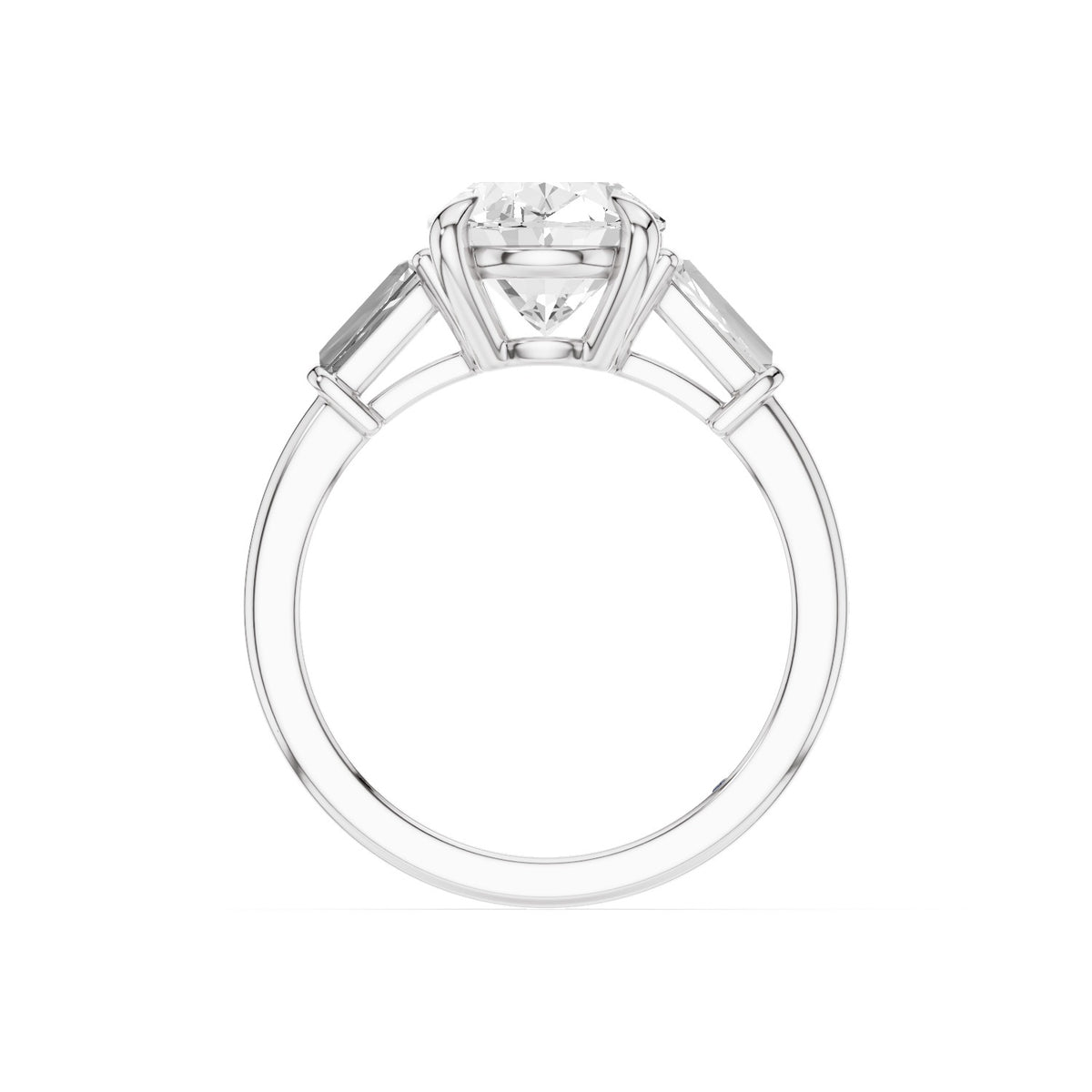 Vela – 3 Carat Oval Three Stone Tapered Baguette