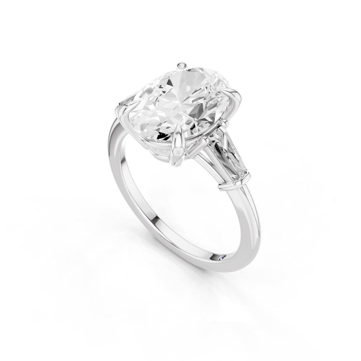 Vela – 3 Carat Oval Three Stone Tapered Baguette