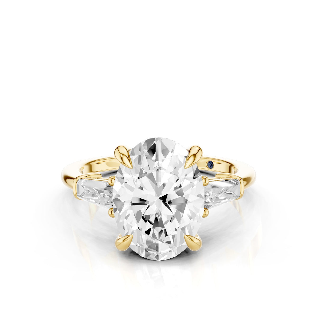 Vela – 3 Carat Oval Three Stone Tapered Baguette