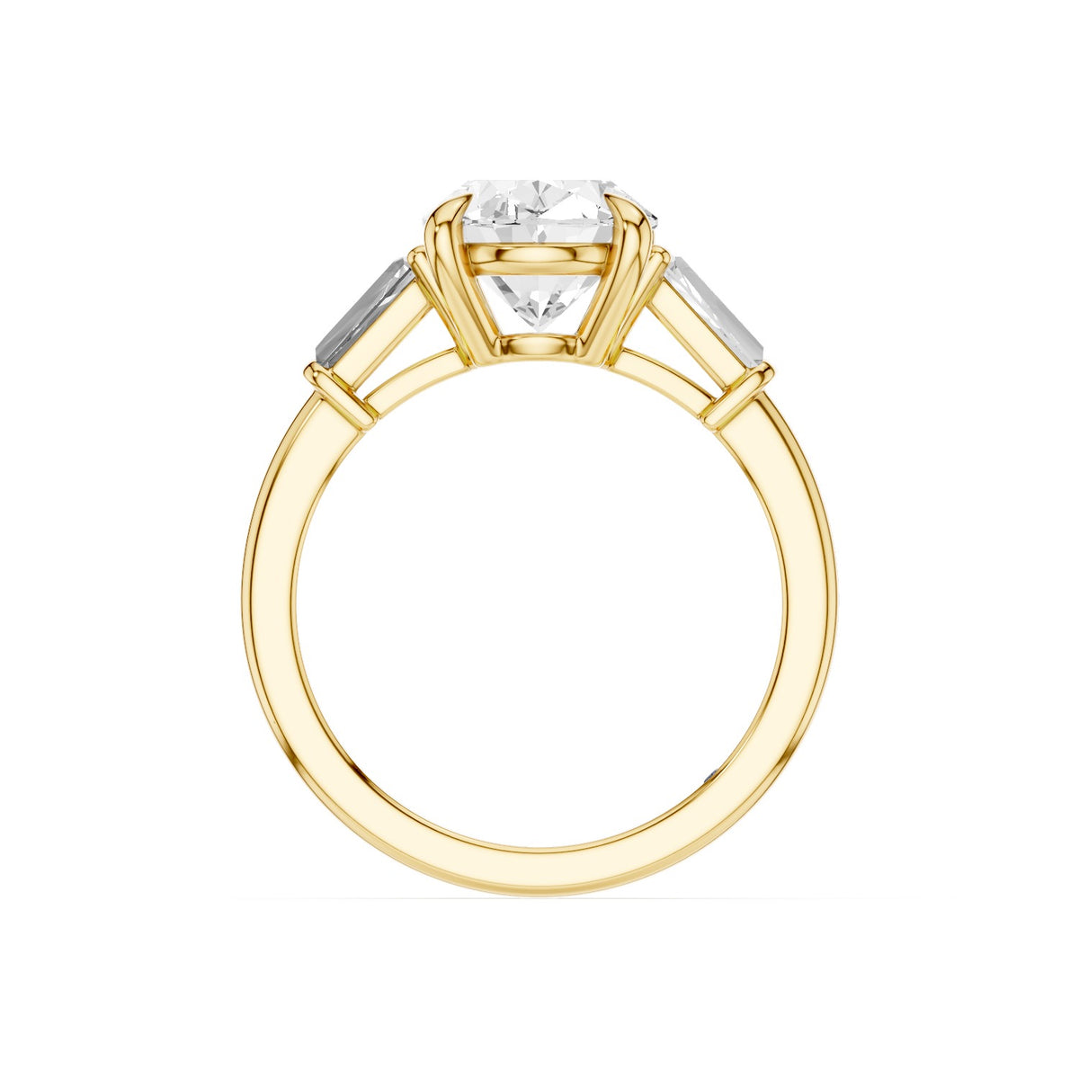 Vela – 3 Carat Oval Three Stone Tapered Baguette