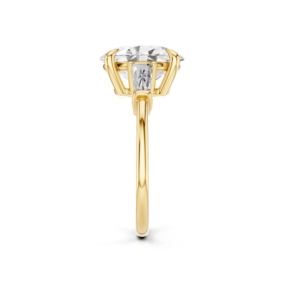 Vela – 3 Carat Oval Three Stone Tapered Baguette