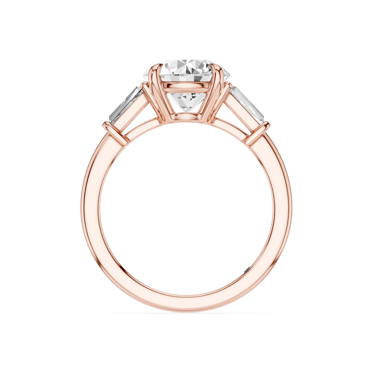 Vela – 2 Carat Round Three Stone Tapered Baguette