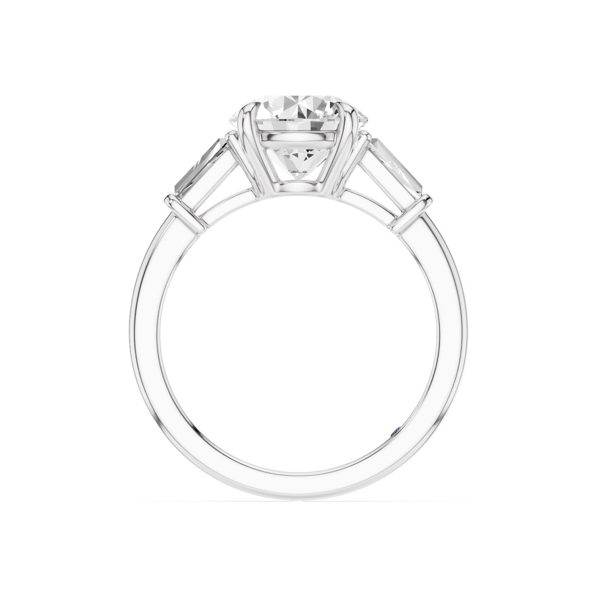 Vela – 2 Carat Round Three Stone Tapered Baguette