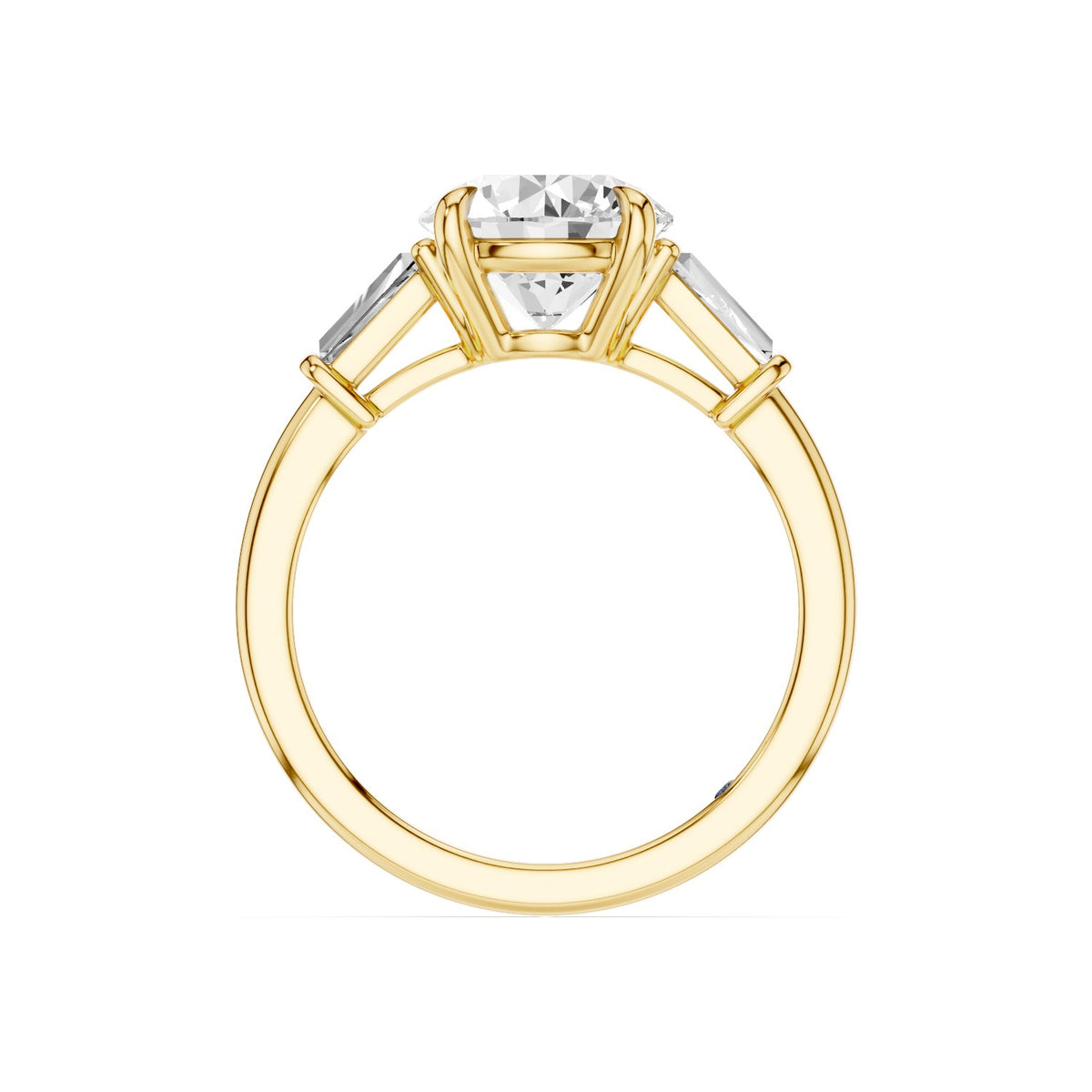 Vela – 2 Carat Round Three Stone Tapered Baguette
