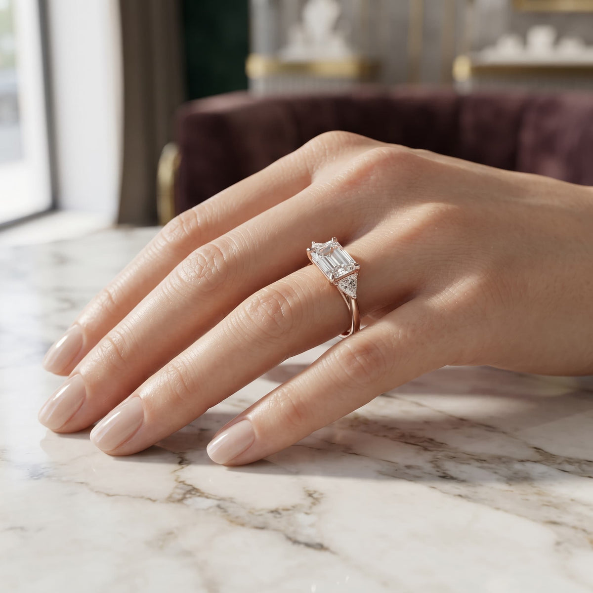Alba – 2 Carat Emerald Cut with Pear Sides