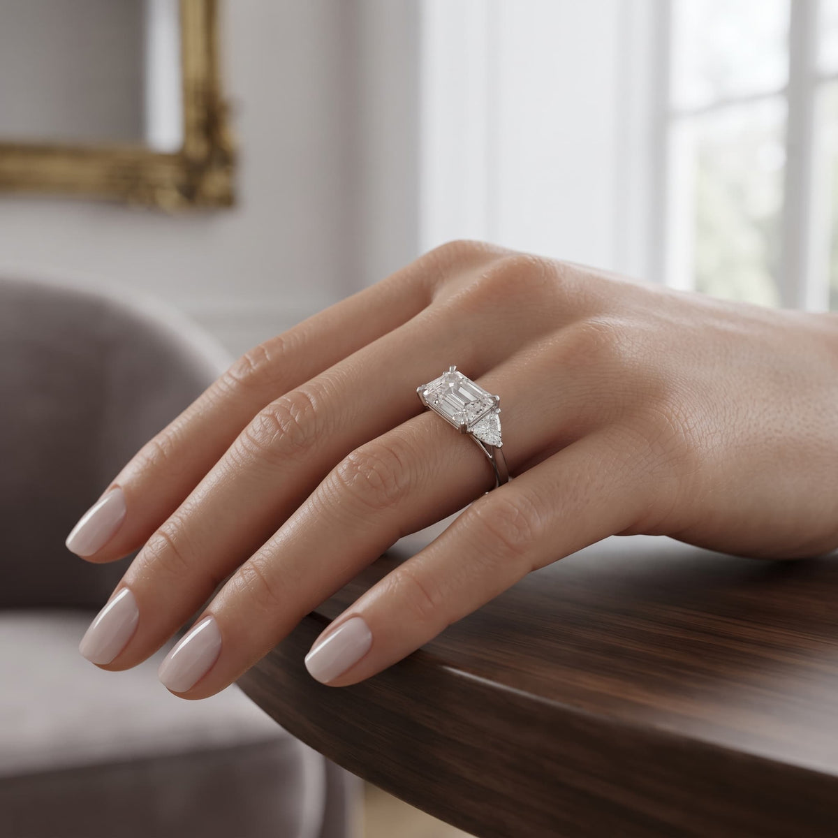 Alba – 2 Carat Emerald Cut with Pear Sides