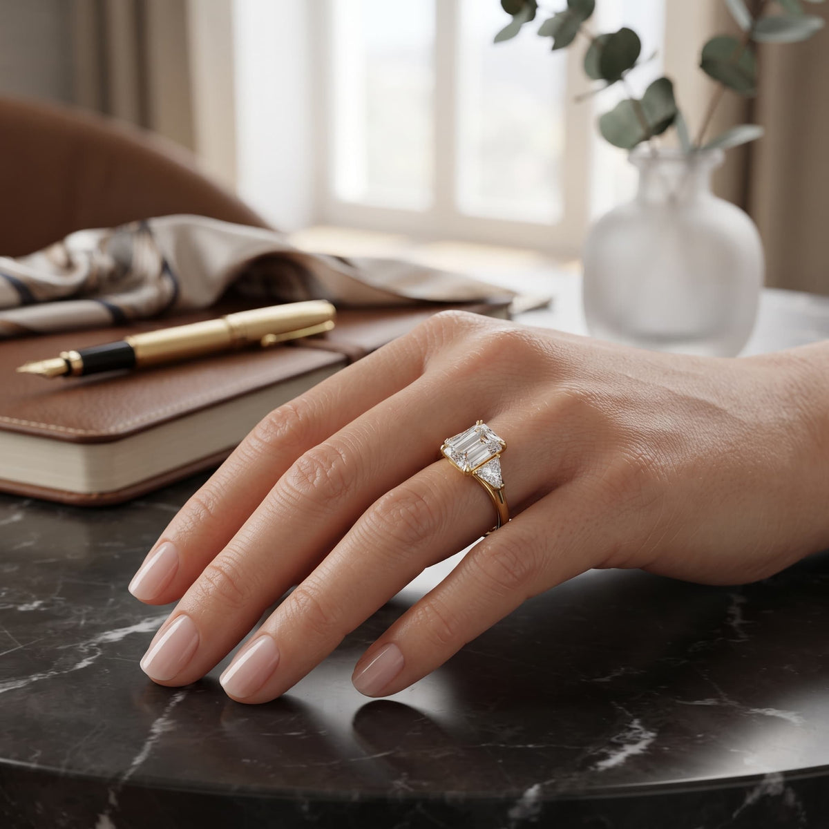 Alba – 2 Carat Emerald Cut with Pear Sides
