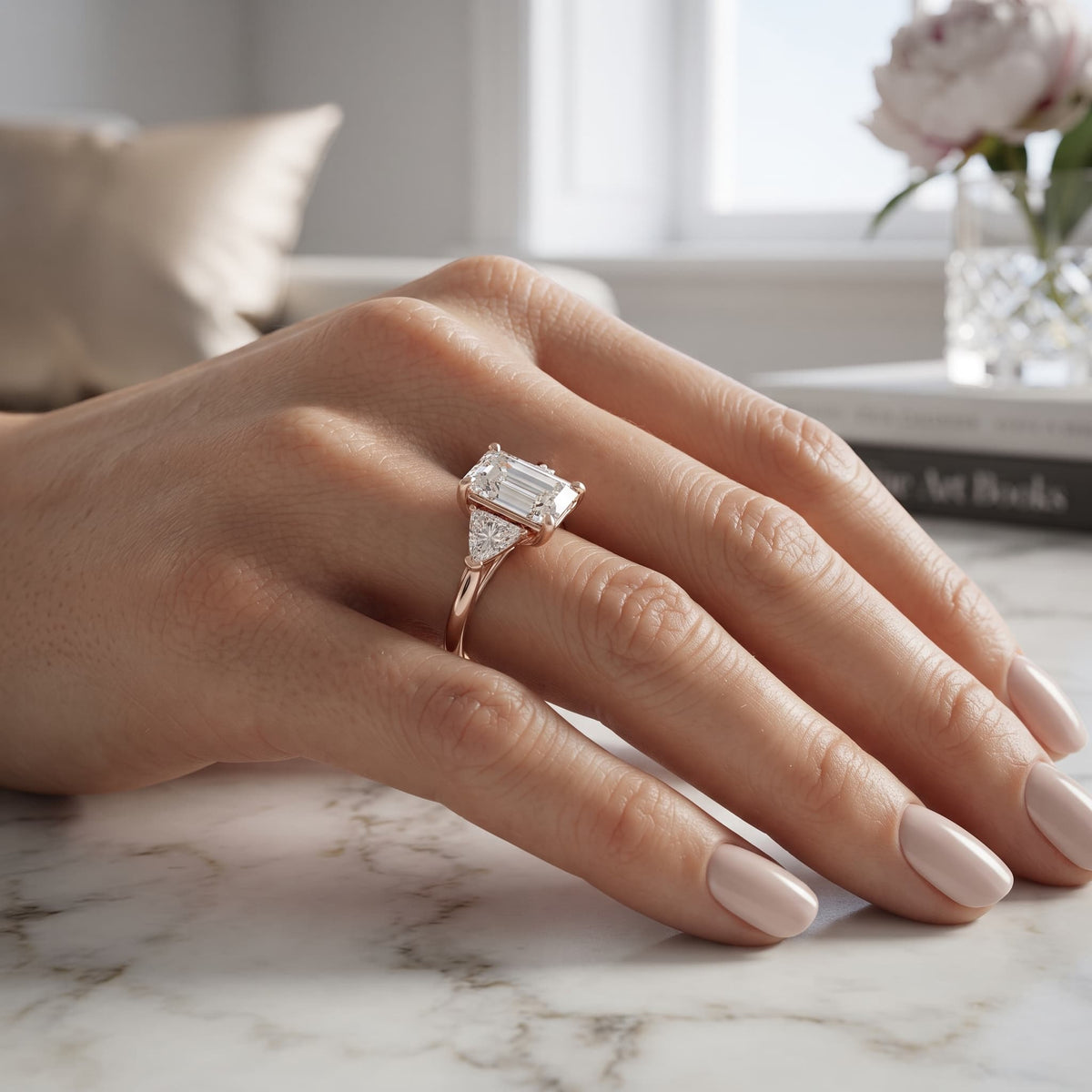 Alba – 3 Carat Emerald Cut with Pear Sides