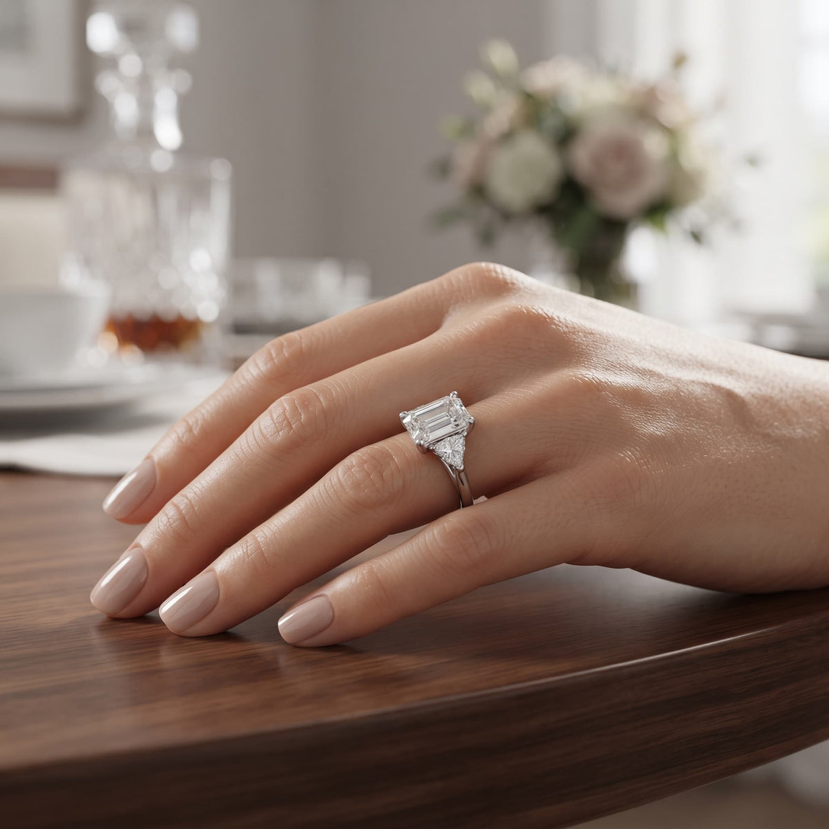 Alba – 3 Carat Emerald Cut with Pear Sides