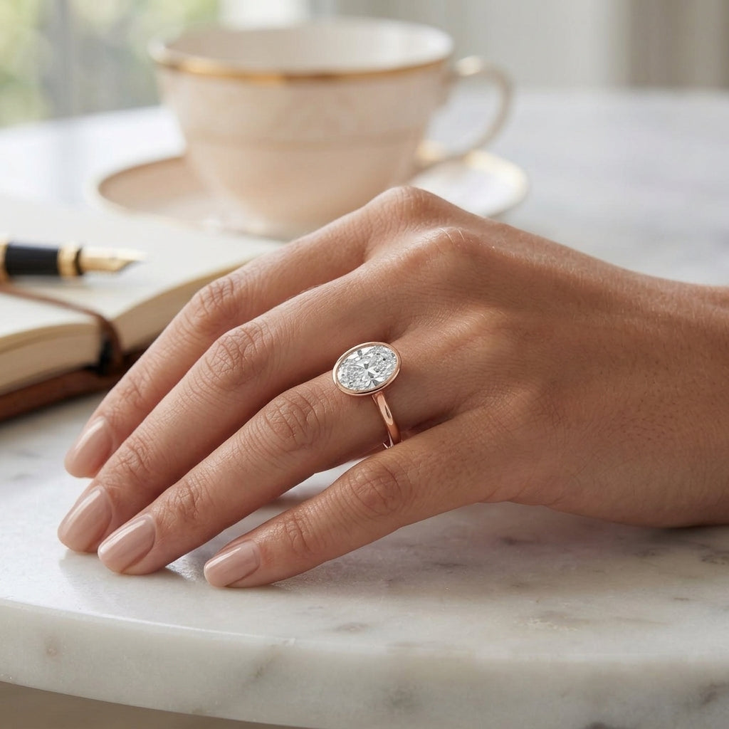 Tala – 2 Carat Oval East-West Bezel