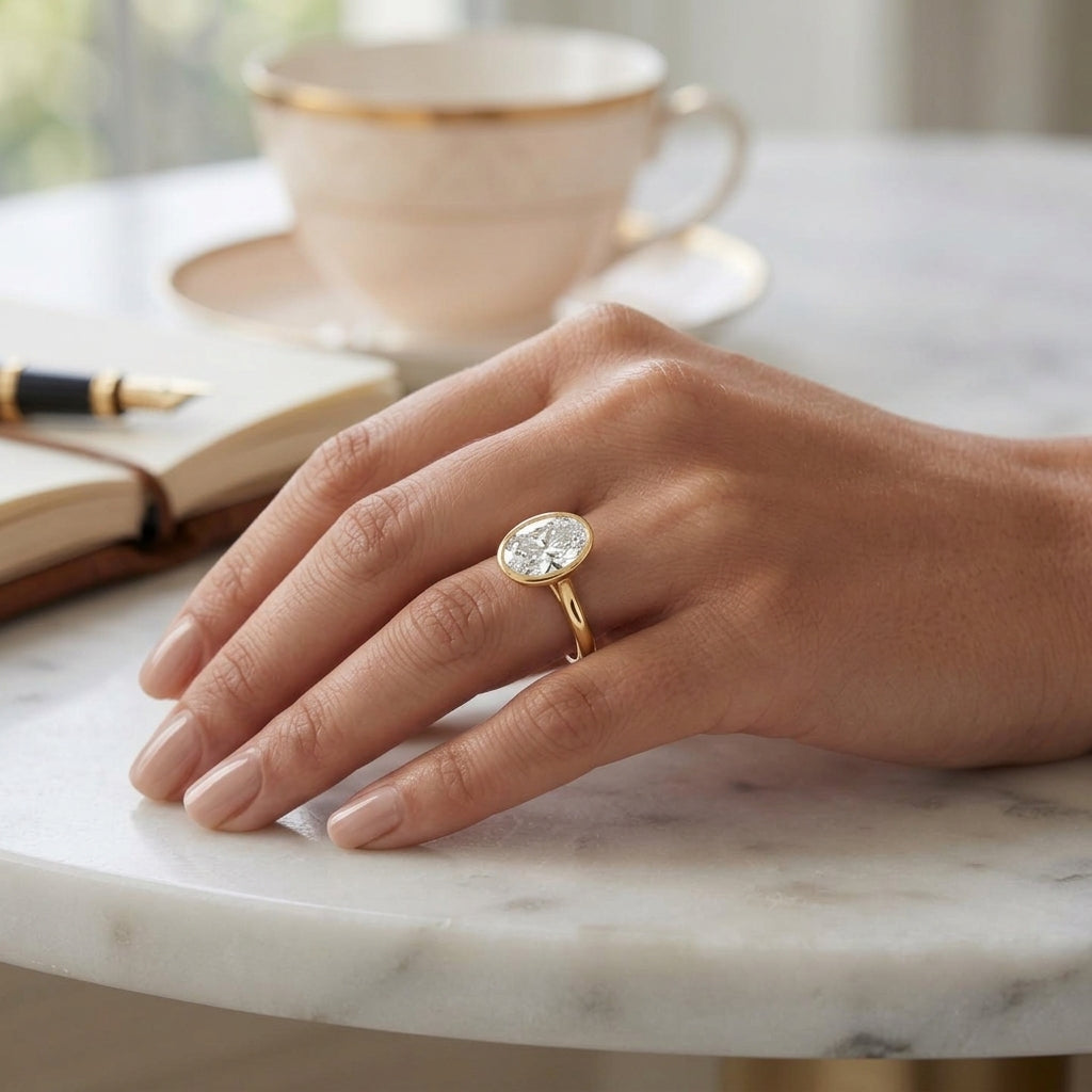 Tala – 2 Carat Oval East-West Bezel