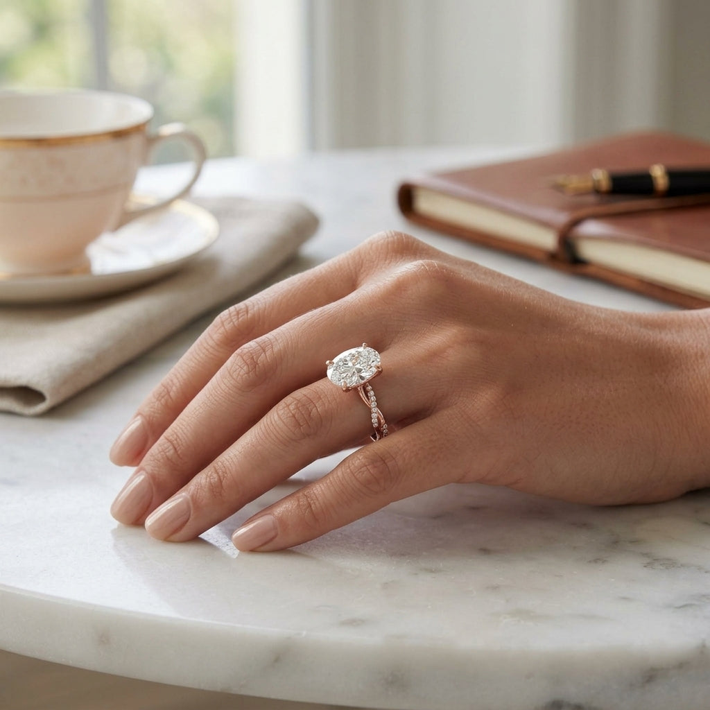 Ciela – 2 Carat Oval Criss Cross Pavé Solitaire