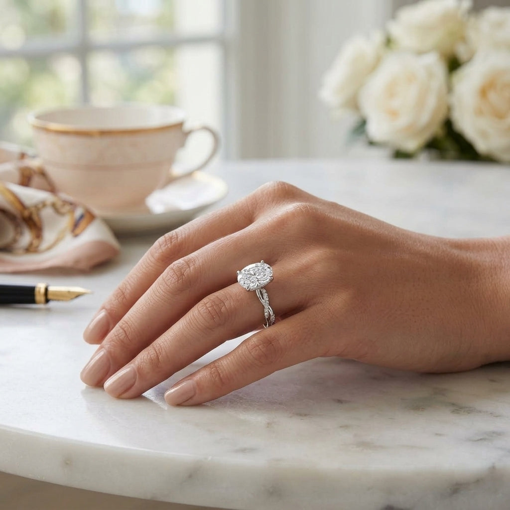 Ciela – 2 Carat Oval Criss Cross Pavé Solitaire