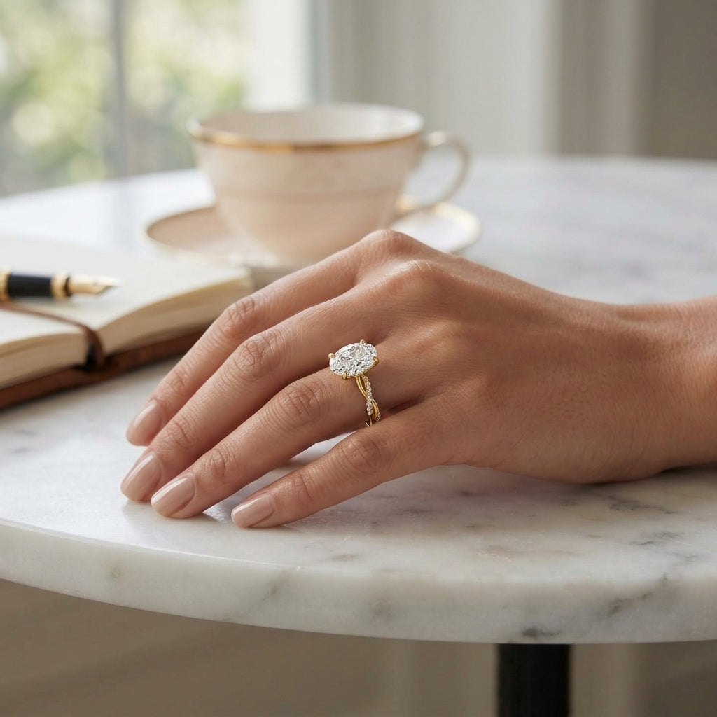 Ciela – 2 Carat Oval Criss Cross Pavé Solitaire
