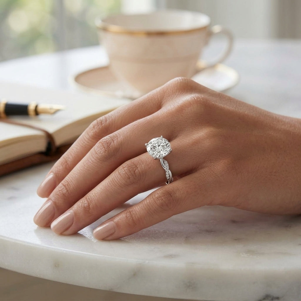Ciela – 3 Carat Oval Criss Cross Pavé Solitaire