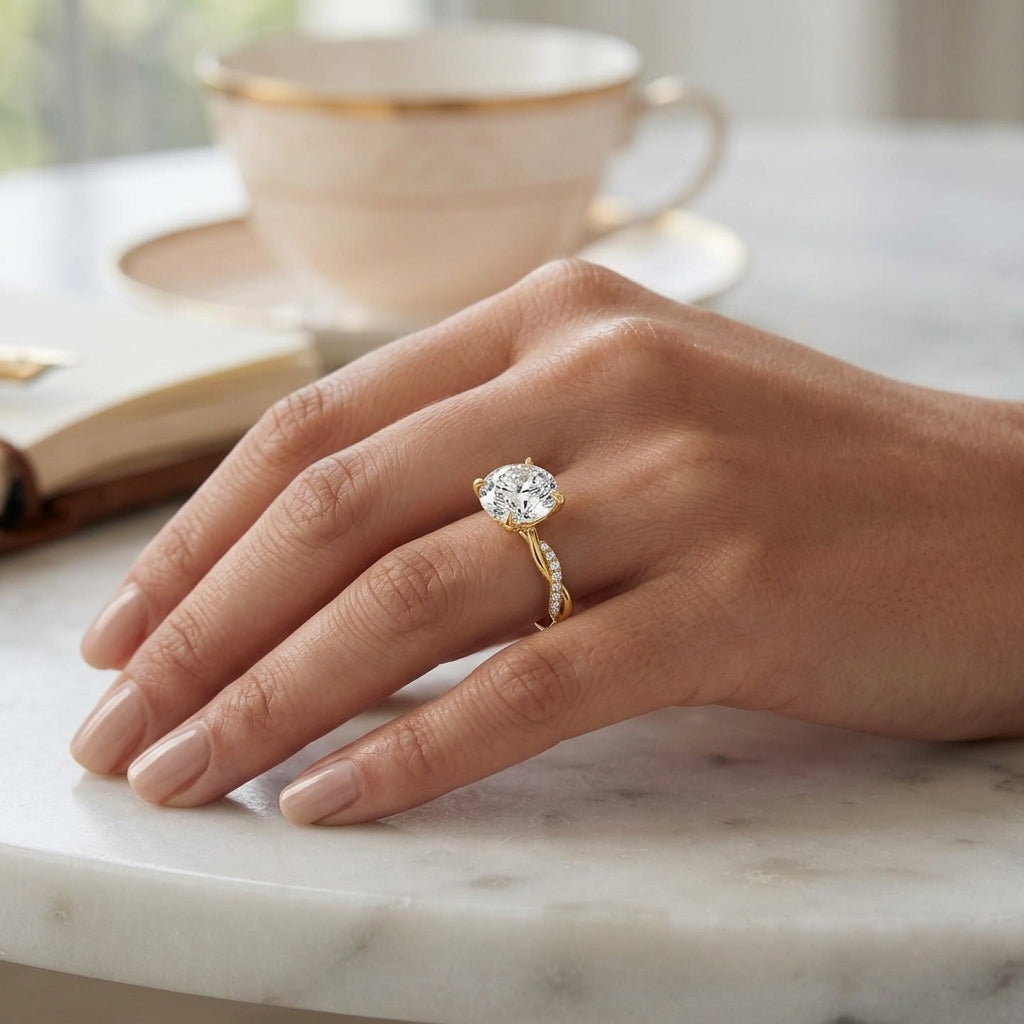 Ciela – 3 Carat Oval Criss Cross Pavé Solitaire