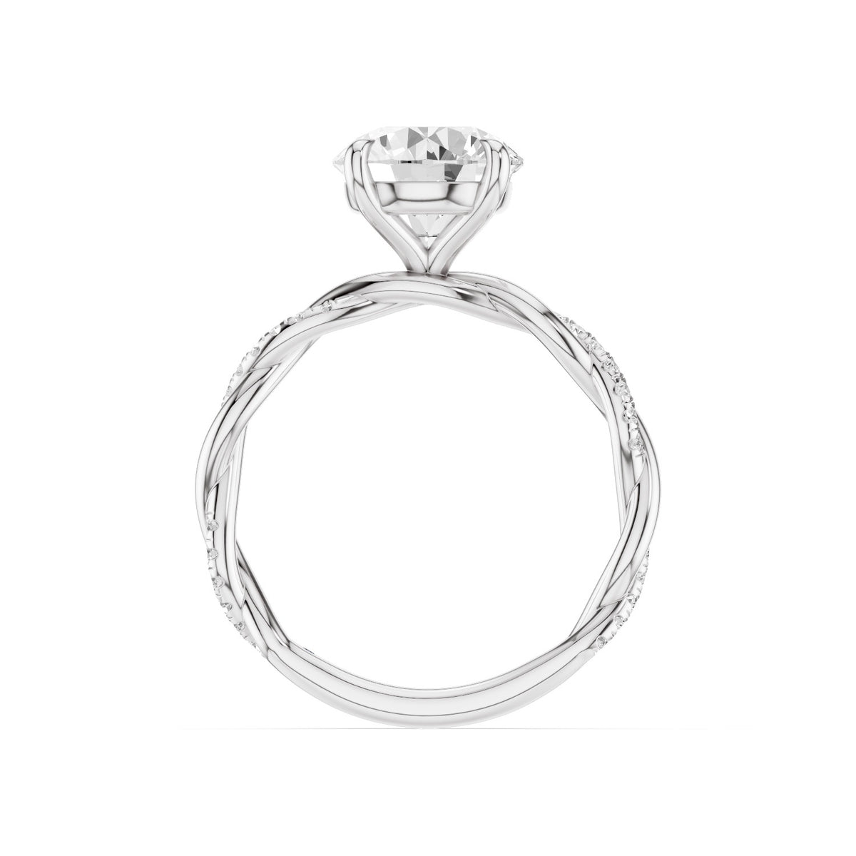 Ciela – 2 Carat Round Criss Cross Pavé Solitaire