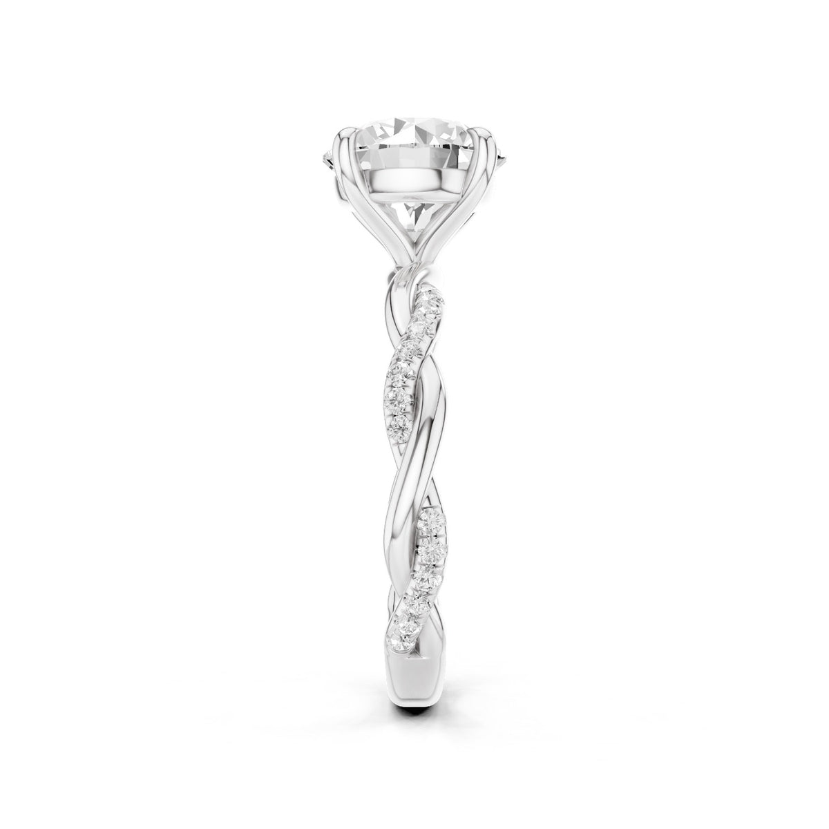 Ciela – 2 Carat Round Criss Cross Pavé Solitaire