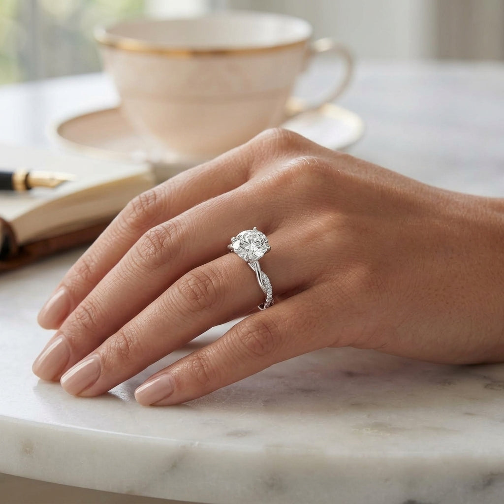 Ciela – 2 Carat Round Criss Cross Pavé Solitaire