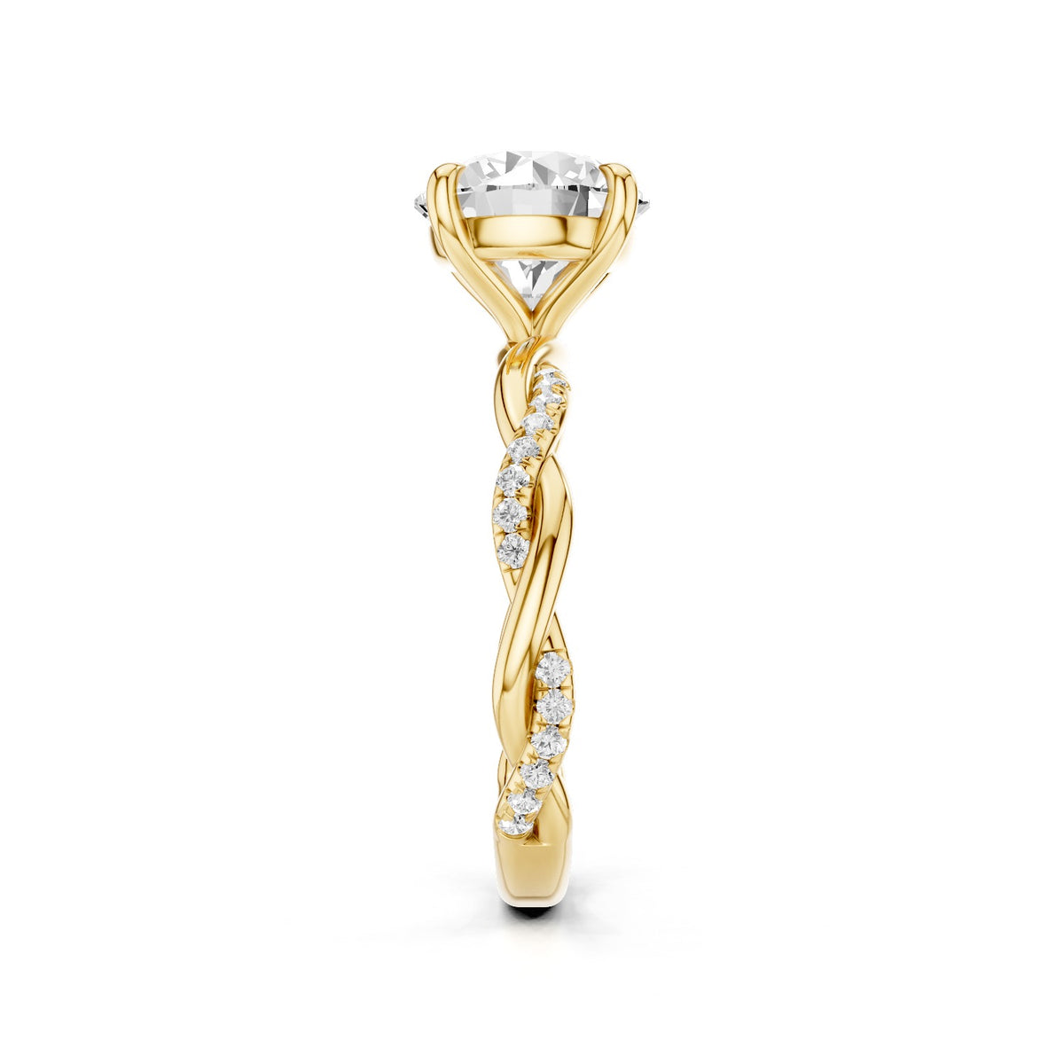 Ciela – 2 Carat Round Criss Cross Pavé Solitaire