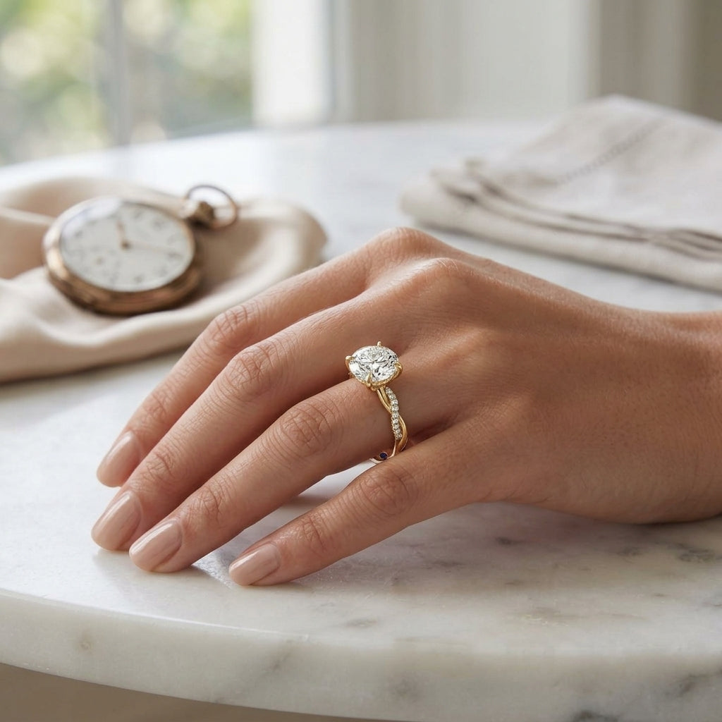 Ciela – 2 Carat Round Criss Cross Pavé Solitaire