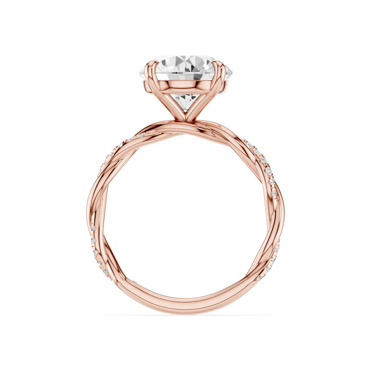 Ciela – 3 Carat Round Criss Cross Pavé Solitaire