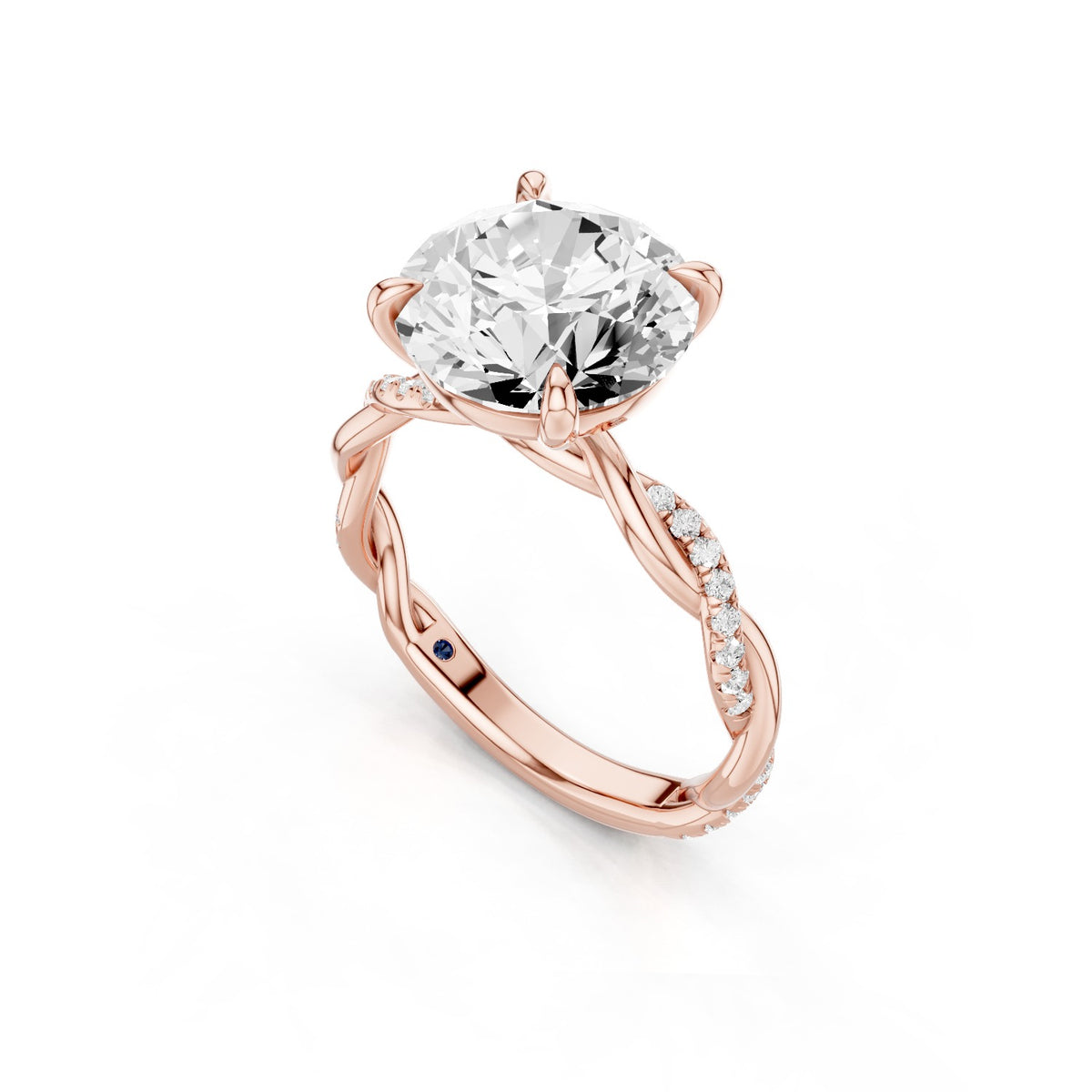 Ciela – 3 Carat Round Criss Cross Pavé Solitaire