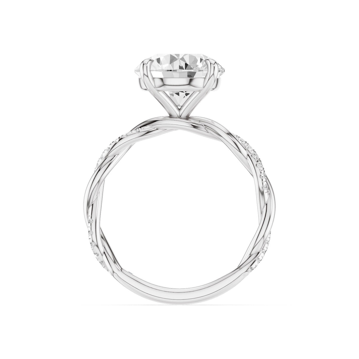 Ciela – 3 Carat Round Criss Cross Pavé Solitaire