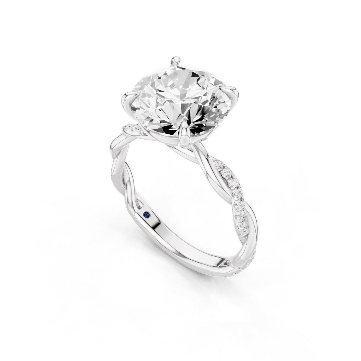 Ciela – 3 Carat Round Criss Cross Pavé Solitaire